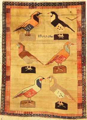 Ghaschgai fein alt, Persien, datiert(1377) 1956 , Wolle auf Wolle, ca. 165 x 122 cm, EHZ: 2(leicht verfärbt).