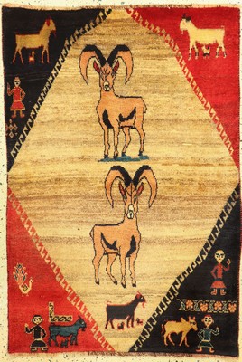 Gabbeh alt, Persien, ca. 60 Jahre, Wolle auf Wolle, ca. 145 x 100 cm, EHZ: 2