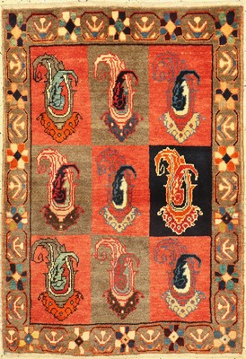 Gabbeh alt, Persien, ca. 60 Jahre, Wolle auf Wolle, ca. 140 x 100 cm, EHZ: 2