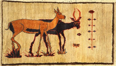 Gabbeh alt, Persien, ca. 60 Jahre, Wolle auf Wolle, ca. 133 x 78 cm, EHZ: 2