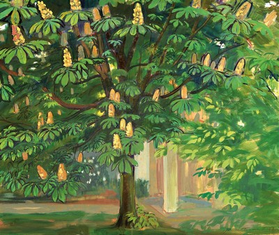 Hermann Croissant, 1897-1963 Landau, Blühender Kastanienbaum, Gouache auf Papier, rechts unten signiert und dat. 53, ca. 62x74 cm, u.Gl., R. ca. ...