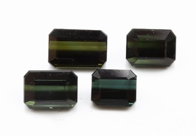 Lot 4 lose Turmaline, ca. 17.50 ct, oktogonale Treppenschliffe in versch. Größen