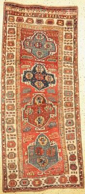 Kurdischer Dorfteppich, Türkei, 19.Jhd, Wolle auf Wolle, ca. 228 x 99 cm, EHZ: 2 (restauriert)