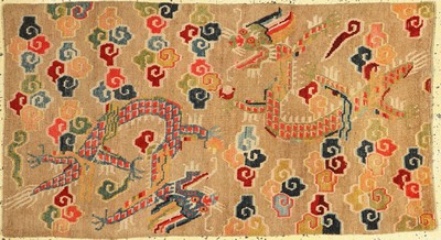 Drachenteppich, Tibet, um 1900, Wolle auf Baumwolle, ca. 144 x 79 cm, EHZ: 2-3