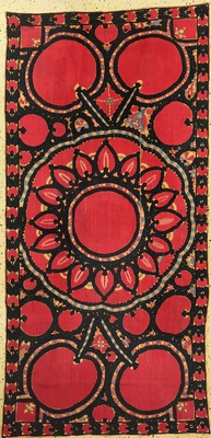 Taschkent Susani, Uzbekistan, 19.Jhd, Seidestickerei, ca. 223 x 109 cm, EHZ: 2-3