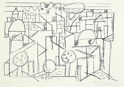 Eduard Bargheer, 1901 Finkenwerder-1979 Blankenese, Das Dorf, Lithographie, handsign., num. 34/90, Blattgr. ca. 15x21cm