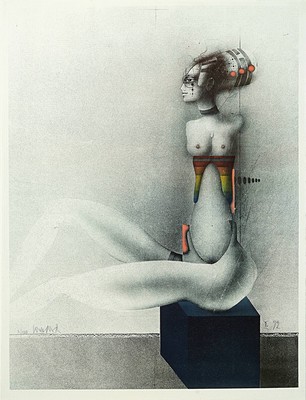 Paul Wunderlich, 1927 Eberswalde-2010 Saint -Pierre-de-Vassols, Farblithographie, ohne Titel, Ed. 3/100, signiert und datiert II 92, unter Glas ...