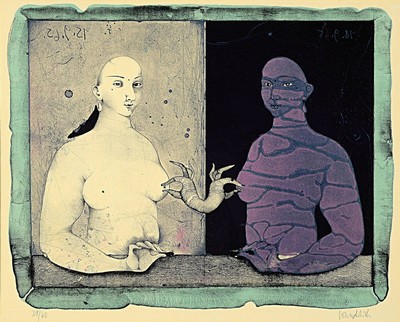 Paul Wunderlich, 1927 Eberswalde-2010 Saint -Pierre-de-Vassols, Farblithographie, "Bosomfriends II (Goldfinger)", 1962, Ed. 39/60, ...
