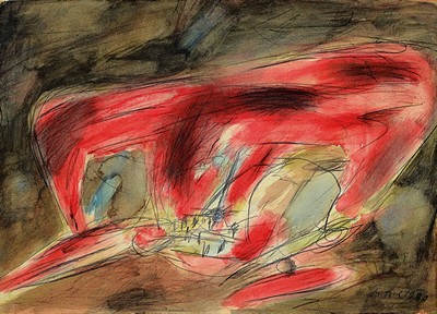 Herbert Kitzel, 1928 Halle/Saale-1978 Karlsruhe, Aquarell, abstrakt- gegenständliche Komposition, rechts unten signiert und datiert 1960, Blatt ...