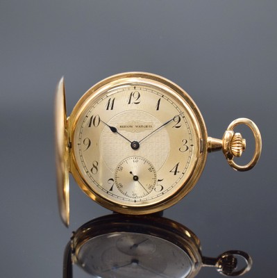 SERAPH WATCH Co. gut erhaltene Savonette in RoseG 585/000, Schweiz um 1915, 3-Deckel Goldgeh., silb. guill. Zifferbl. m. arab. Zahlen, gebl. ...