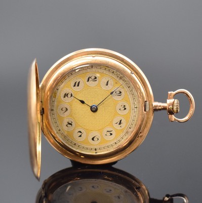 GLASHÜTTER Präzisions-Uhren-Fabrik Akt.-Ges. Savonette in RoseG 585/000, Deutschland um 1915, 3-Deckel Goldgeh., guill. Duoton- Metallzifferbl. m. ...