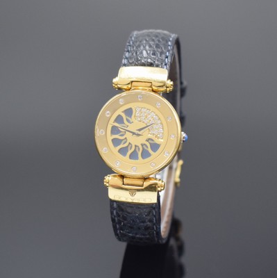 BONARD Magic Diamonds Damenarmbanduhr in GG 750/000, Schweiz um 1990, quarz, 2-teil. Geh., Boden aufgedr., ausgefallenes Zifferbl. u. Innenlünette ...