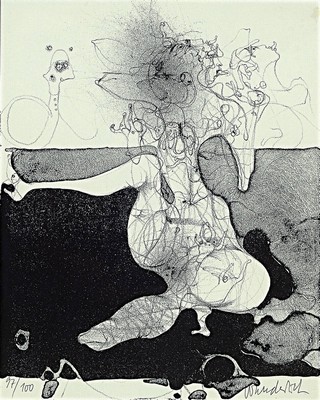 Paul Wunderlich, 1927 Eberswalde-2010 Saint -Pierre-de-Vassols, Lithographie, Ed. 97/100, handsigniert und numm., Blatt 22,5x18 cm, unter Glas ...