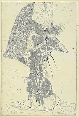 Horst Janssen, 1929-1995 Hamburg, Radierung,"Don Quichote", 1958, Ed. 15/20, Blatt 54x44 cm, unter Glas gerahmt 86x65 cm.