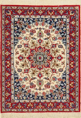 Esfahan fein, Persien, ca. 40 Jahre, Korkwolle auf Seide, ca. 96 x 72 cm, EHZ: 1-2