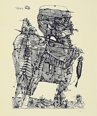 Horst Janssen, 1929-1995 Hamburg, Lithographie, "Ahab", 1957, Ed. 7/10, 47x33 cm unter PP und Glas gerahmt, 74x63 cm