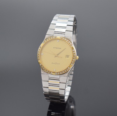 ETERNA Royal Quartz Armbanduhr mit Diamanten in Stahl/Gold Referenz 156.4244.45, Schweiz um 1990, quarz, orig. Gliederband m. Faltschl., Boden ...