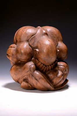 Großer Orang Malu sog. weinender Yogi, 20.Jh. , Vollholz geschnitzt, D. 27 cm