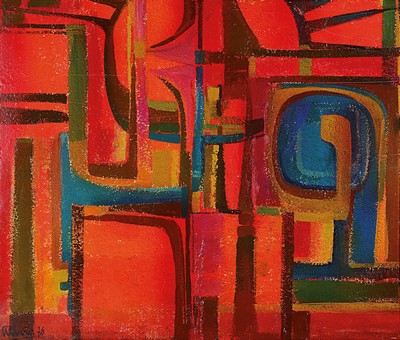 Erich Schug, 1906 Ludwigshafen - 1982 Bad Dürkheim, "Moderne Komposition", dat. 1976, Acryl/Stryropor, vorderseitig signiert und datiert ...