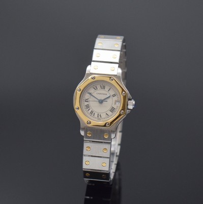 CARTIER Damenarmbanduhr Santos Ronde Referenz 187903, Schweiz um 1995, Edelstahl/Gold kombiniert inkl. Gliederband m. dopp. Faltschl., quarz, Boden ...