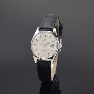 OMEGA Geneve Damenarmbanduhr Referenz 566.036, Automatik, Schweiz um 1970, Edelstahlgeh., Boden verschr., silb. Zifferbl. m. aufgel. Indizes, Werk ...