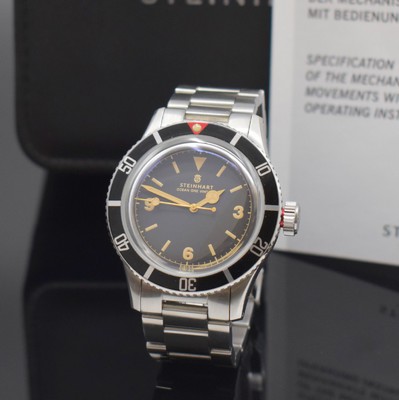 STEINHART Ocean One Vintage Herrenarmbanduhr, Schweiz um 2020, Automatik, Boden u. Krone verschr., orig. Gliederband m. Faltschl., Lünette m. 60er ...