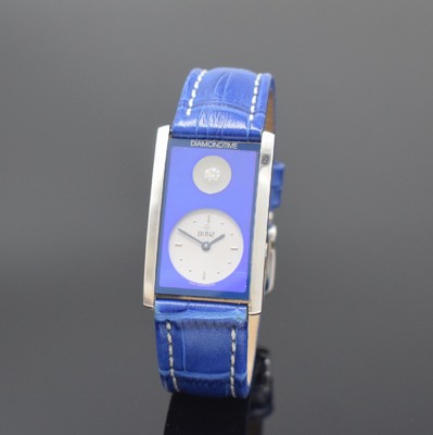 BUNZ ausgefallene Armbanduhr DIAMONDTIME, Schweiz um 2005, quarz, Edelstahl inkl. Lederband m. Dornschl., Boden 4-fach verschr., über 12 ein ...