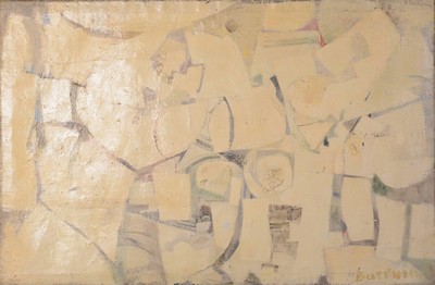 Rudi Baerwind, 1912-1982 Mannheim, Studium in Berlin, München und Paris, Schüler von FernandLeger, "Großes weißes Bild" so verso auf ...