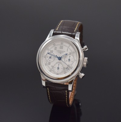 LONGINES Heritage 1951 Herrenarmbanduhr mit Chronograph Referenz L2.745.4, Schweiz um 2015, Automatik, 2-teil. Edelstahlgehäuse, Boden u. Glasrand ...