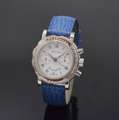 LEMANIA Kaliber 1872 für Mercedes Benz Armbanduhr mit Chronograph in Stahl, Schweiz um 1995, Handaufzug, beids. Saphirvergl. Geh., Boden 4-fach ...