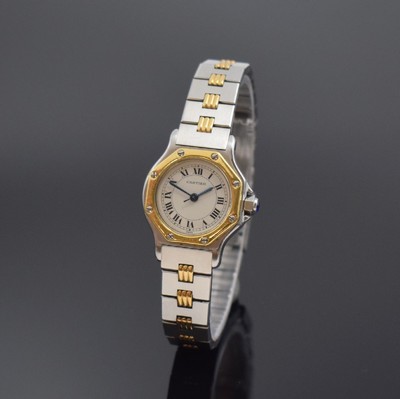 CARTIER Santos Damenarmbanduhr in Edelstahl/Gold, Schweiz um 1990, Automatik, Monocoque Geh., 750/000 GG Lünette 8-fach verschr., Gliederband m. ...