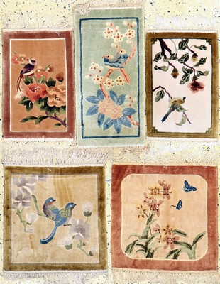 5 Lots China Seide, um 1960, reine Naturseide, ca. 46 x 46 cm, EHZ: 2