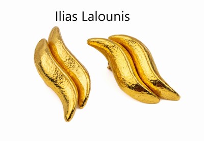 Paar 18 kt Gold ILIAS LALAOUNIS Ohrclips, GG 750/000, qualitätvolle Arbeit des bekanntengriechischen Goldschmieds Ilias Lalaounis, zu seinen Kunden ...