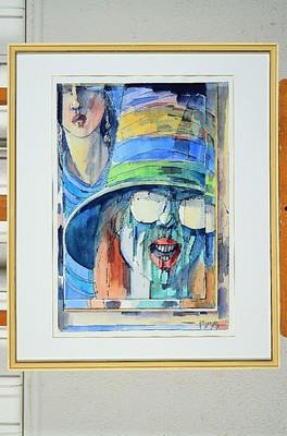 Heinz Brzoska, 1942 Katowice-2015 Ludwigshafen, Figurale Komposition, Tusche und Aquarell auf Papier, signiert und dat. 1997, ca. 47x33 cm, PP, ...