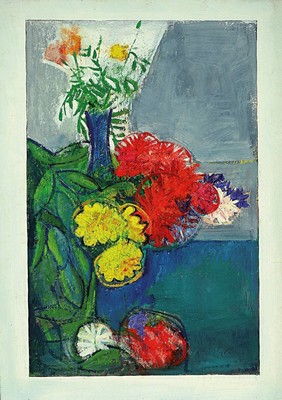 Heinz Brzoska, 1942 Katowice-2015 Ludwigshafen, Blumenstillleben, Gouache auf Papier, signiert, ca. 62x41cm, u.Gl., R. ca. 84x64cm