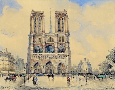 Frank-Will das ist Frank William Boggs, 1900-1951, Blick auf die Kathedrale Notre Dame de Paris, Aquarell auf Papier, rechts unten sign., ca. ...