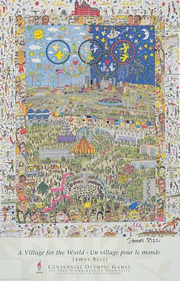 James Rizzi, 1950-2011 New York, Plakat zu den Olympischen Spielen 1996 Atlanta, Farboffset, handsigniert, ca. 86x56cm