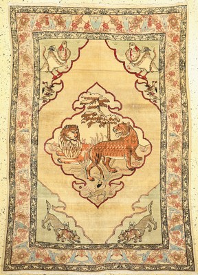 Antiker Kerman, Persien, 19.Jhd, Korkwolle auf Baumwolle, ca. 195 x 144 cm, EHZ: 2-3