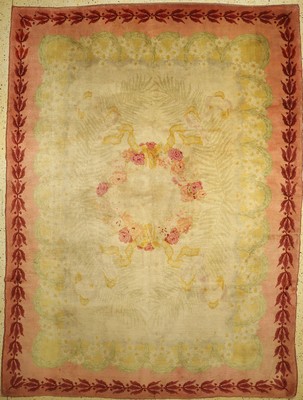 Antiker Savonnerie, Frankreich, 19.Jhd, Wolle auf Baumwolle, ca. 355 x 263 cm, Reinigungsbedürftig, EHZ: 2