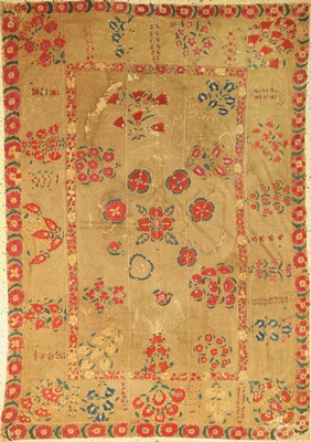Antike Bochara"Susani", Usbekistan, 19.Jhd,Seidenstickerei auf Baumwollgewebe aus mehreren Bahnen, ca. 211 x 150 cm, EHZ: 3