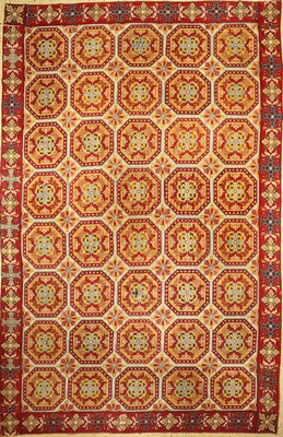 Antiker"Needle Point", England, um 1900, Wolle auf Baumwolle, ca. 430 x 275 cm, EHZ: 2-3(aus mehreren Bahnen).