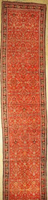 Karabagh Galerie alt, Kaukasus, um 1920/1930, Wolle auf Wolle, ca. 475 x 103 cm, EHZ: 2-3