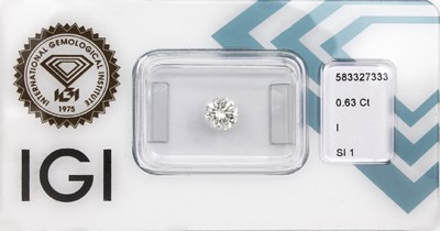 Loser Brillant 0.63 ct l. get. Weiß(I)/si1, IGI-Report 06/23, verschweißt