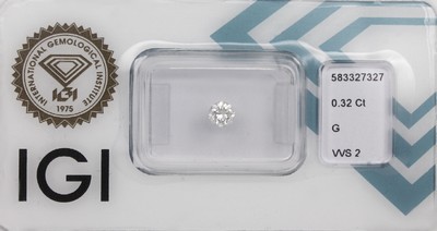 Loser Brillant, 0.32 ct feines Weiß (G)/vvs2, IGI-Report 07/23, verschweißt