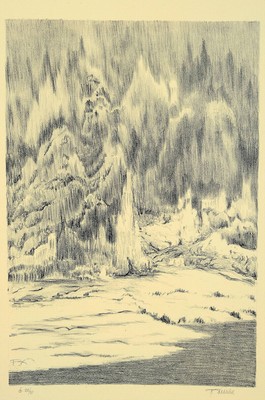 Frantisek Kobliha, 1877-1962Prag, 7 Druckgrafiken: Radierung, Landschaft, 32x22 cm; 5 Lithographien, versch. Motive mit mythologischen ...