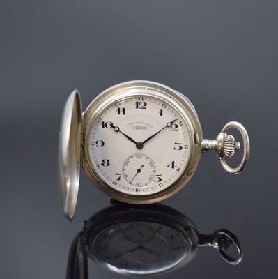 UHRENFABRIK UNION GLASHÜTTE schwere Herrensavonette in Silber, Deutschland um 1920, glattes Lucia-Geh., 2-tlg. Emailzifferbl. m. arab. Zahlen riss., ...