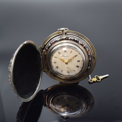 HARISSON London große Spindeltaschenuhr mit 3 Übergehäusen in Silber, London Hallmark 1792, glattes Geh. dell., glattes Übergeh. m. großem ...