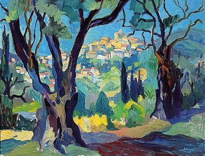 Siegfried Lämmler, geb. 1916 Pforzheim, Cagnes sur Mer, Im Garten von Renoir, rückseitig so betitelt, Öl/Lwd, rechts unten signiert und dat. 65, ...