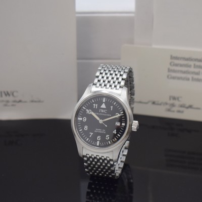 IWC Herrenarmbanduhr "Die Fliegeruhr" Mark XV Referenz 3253, Schweiz um 2000, Automatik, verschr. Edelstahlgeh. inkl. orig. Gliederband m. ...