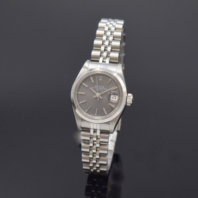 ROLEX Damenarmbanduhr Oyster Perpetual Date Referenz 6916, Schweiz um 1970, Automatik, Edelstahlgeh. inkl. Jubileeband m. Faltschl., Boden u. Krone ...